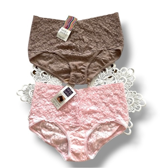 Hanky Panky Retro V-Kini New with tags Lace Lingerie set of 2 pink & Taupe small - Picture 1 of 11